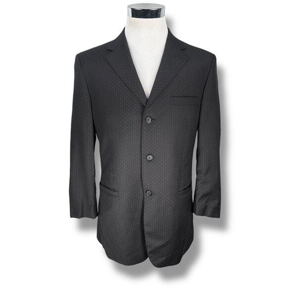 Versace Classic Suit Jacket Blazer Men's US 40R Black Red Pink Stitch Texture - Picture 1 of 11